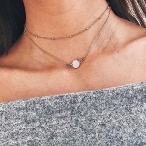 LAST TWO! Gold double layer necklace with pearl